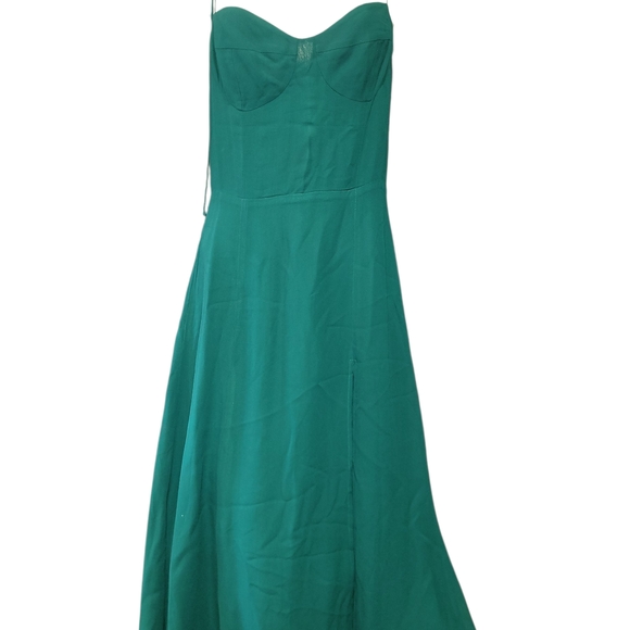 Women Reformation Emerald  Julliette Spaghetti Strap Sweet Heart Slit Dress 4 - Picture 4 of 13